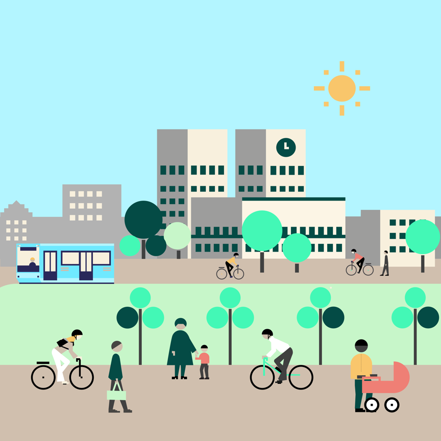 En gruppe mennesker som sykler